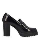 Mocassino con Tacco Donna in Vernice Nera