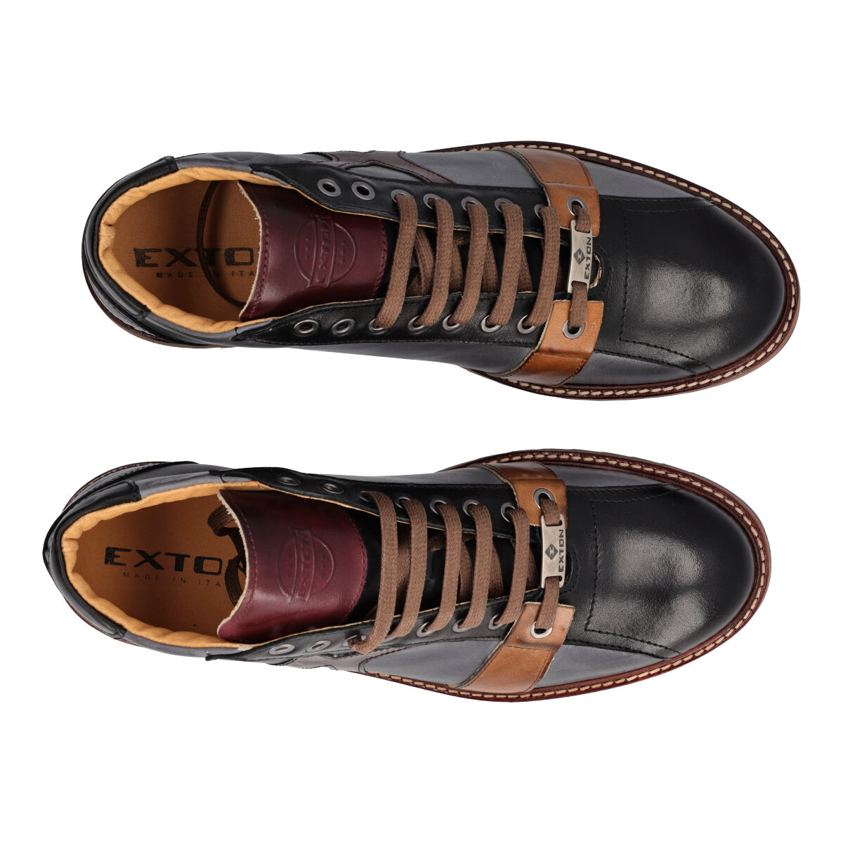 Sneakers Alte Uomo Nere in Pelle