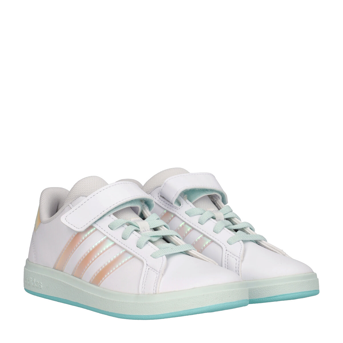 GRAND COURT 2.0 Sneakers Bambina Bianche, Rosa Cangiante e Verde Acqua