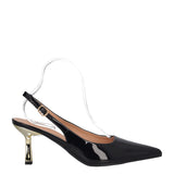 Slingback Donna In Vernice nere e oro