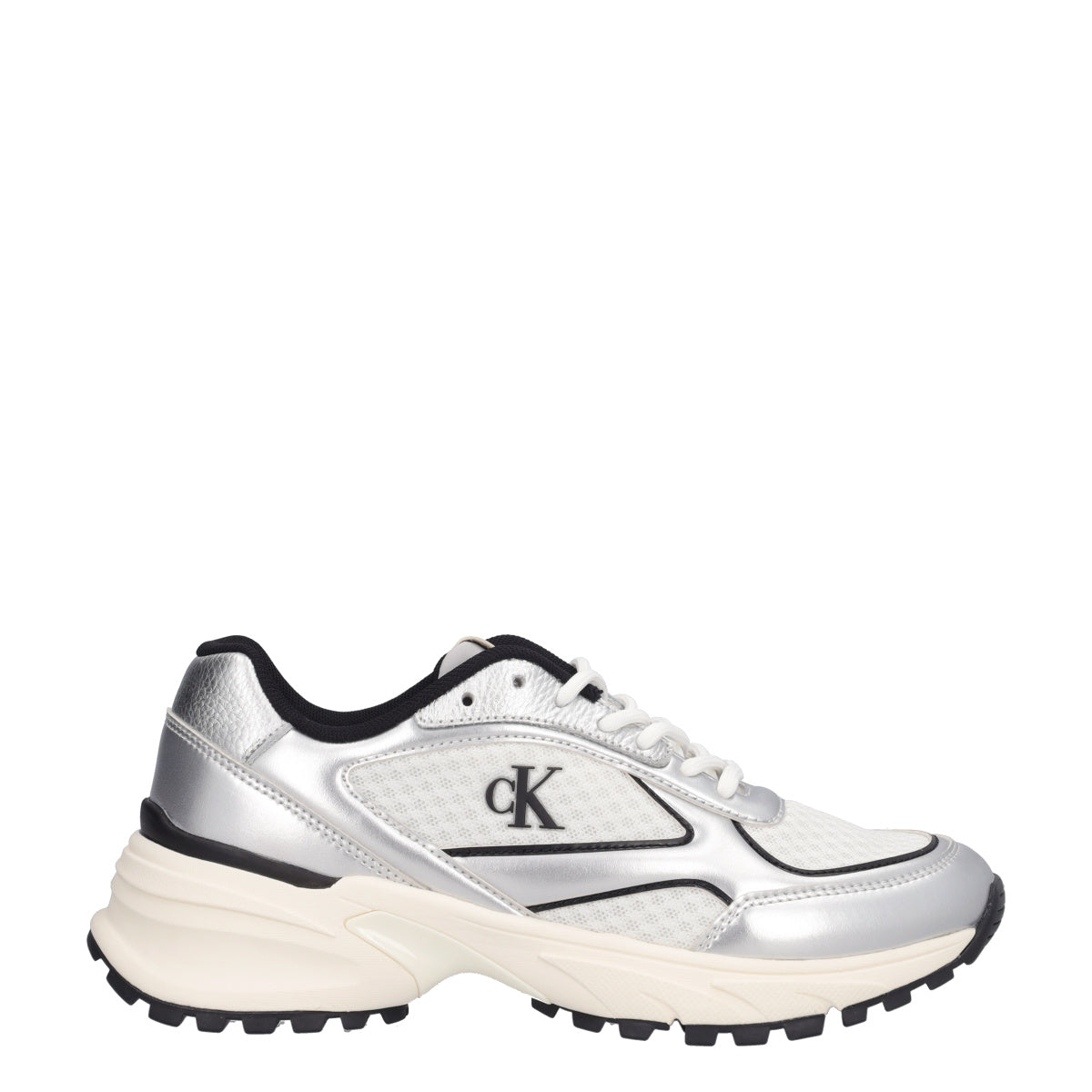 HIKE RUNNER LACE UP MESH MIX Sneakers Donna Bianche e Argento
