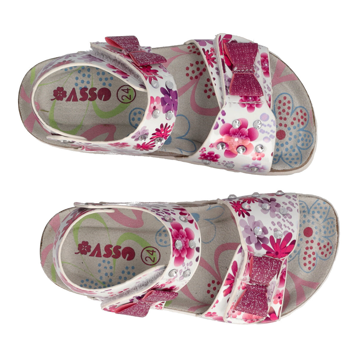 Sandali Bambina Bianche e Fucsia