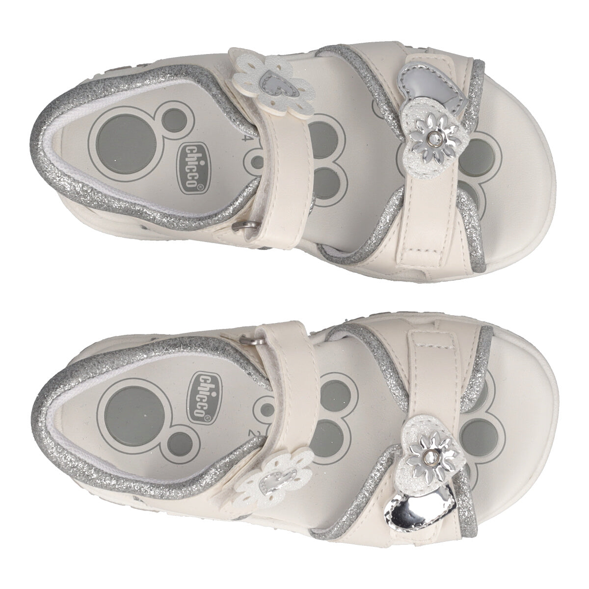 FORESTA Sandali Bambina Bianche e Argento