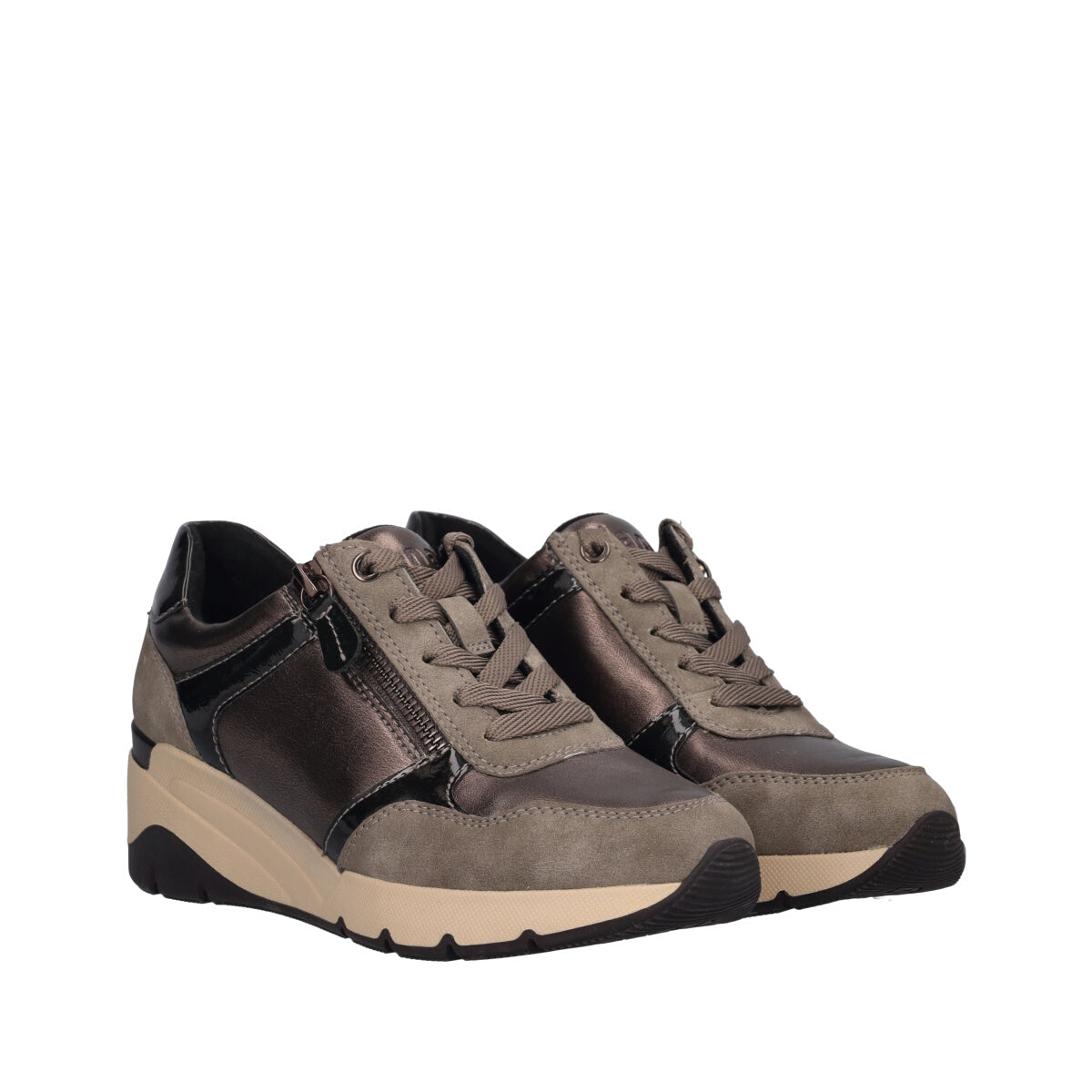 Stringate Donna Marrone e Beige