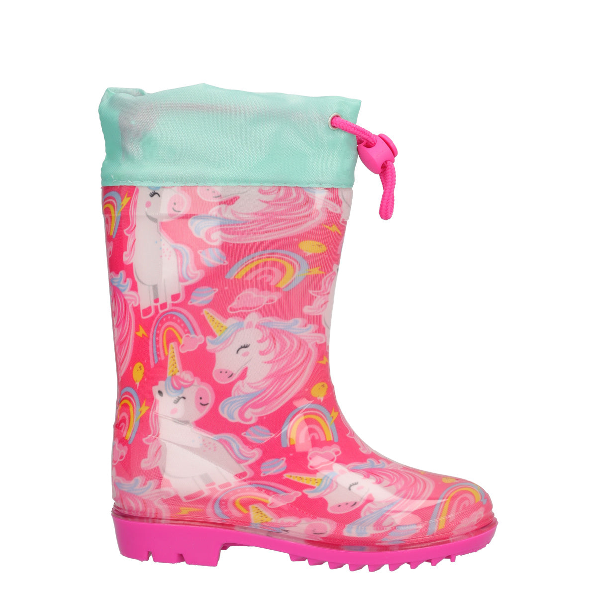 Stivali go & pvc da Pioggia Bambina Fucsia Unicorn _ con Luci