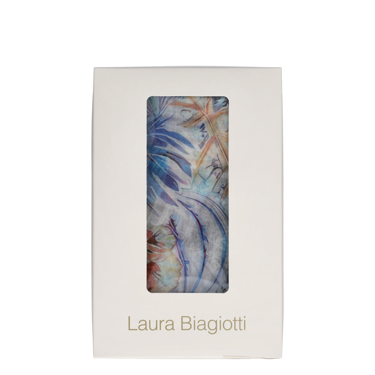 Pashmina Donna Azzurra Foglie Voille