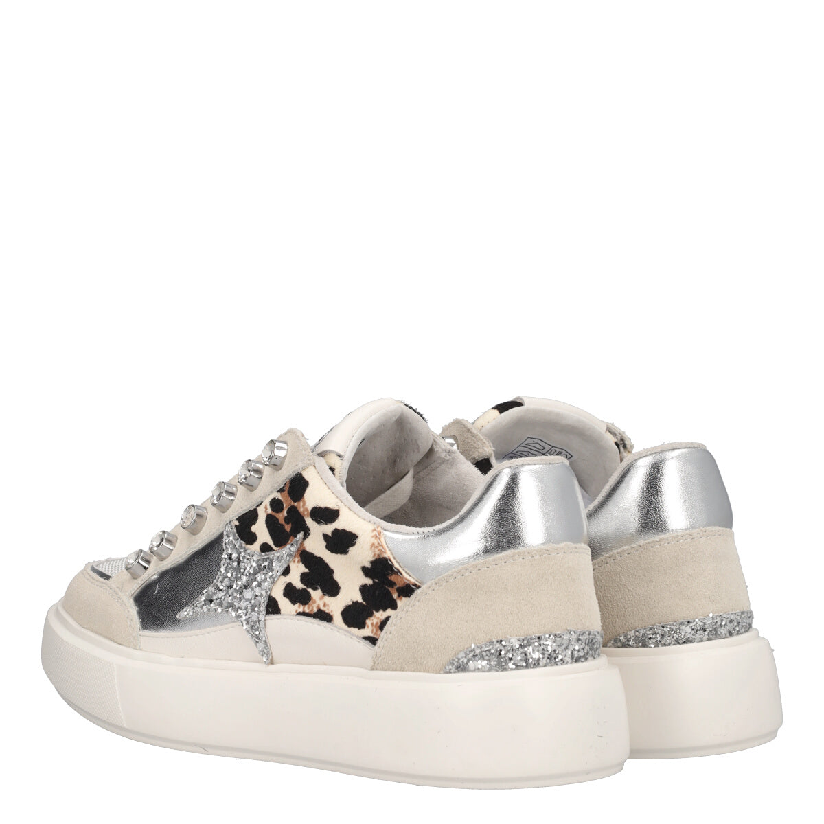 Sneakers Donna Bianche, Argento e Leopard