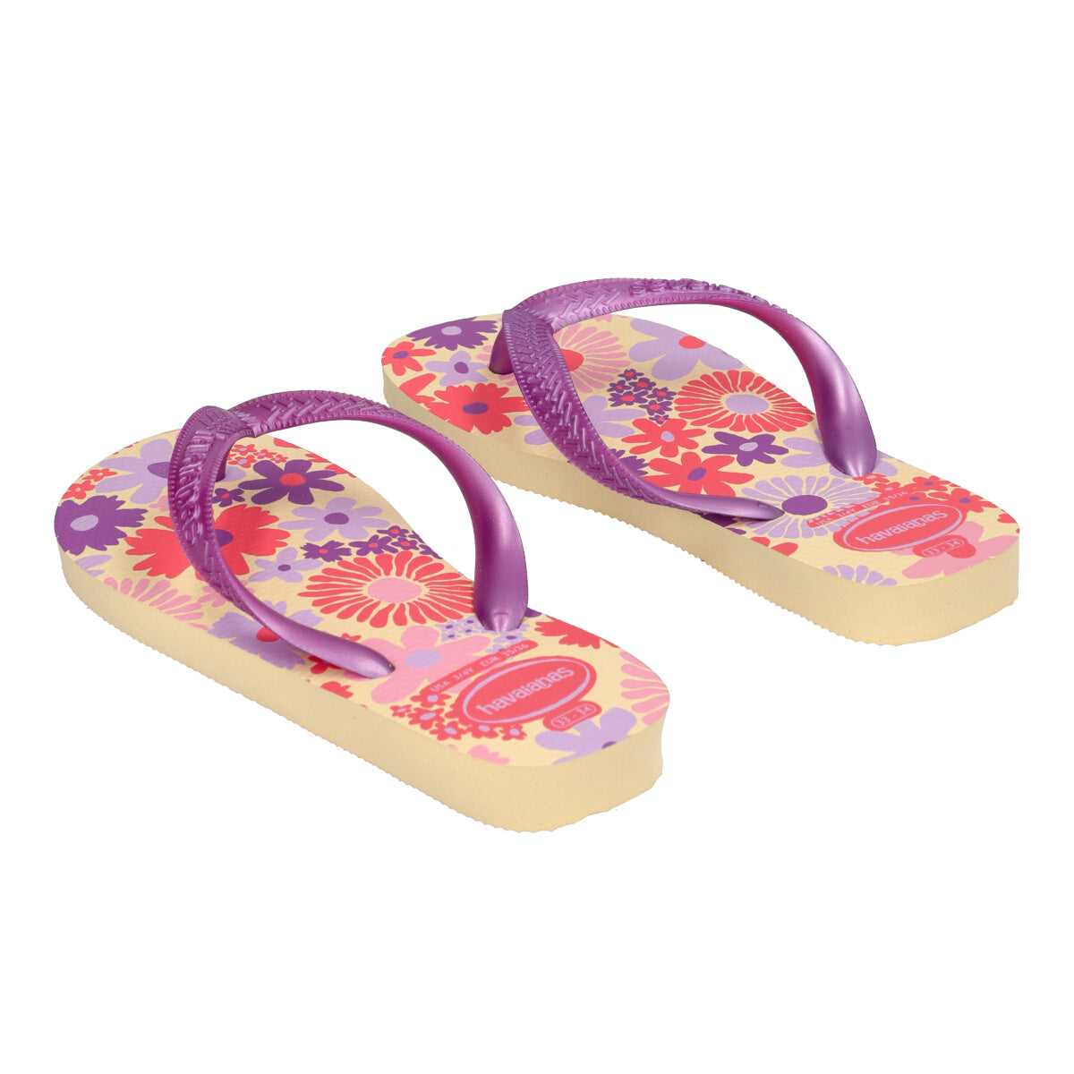 KIDS FLORES Infradito Bambina Beige e Lilla con Fiori