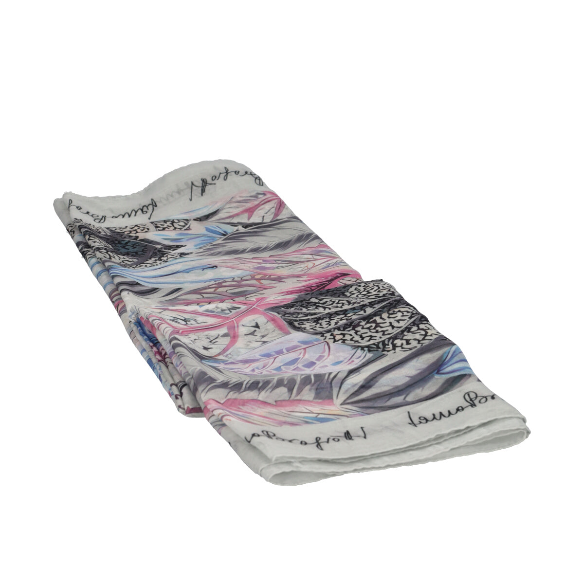 Pashmina Donna Grigia Foglie Voille