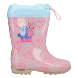 Stivali go & pvc da Pioggia Bambina Rosa - Stitch - con Luci