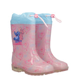 Stivali go & pvc da Pioggia Bambina Rosa - Stitch - con Luci