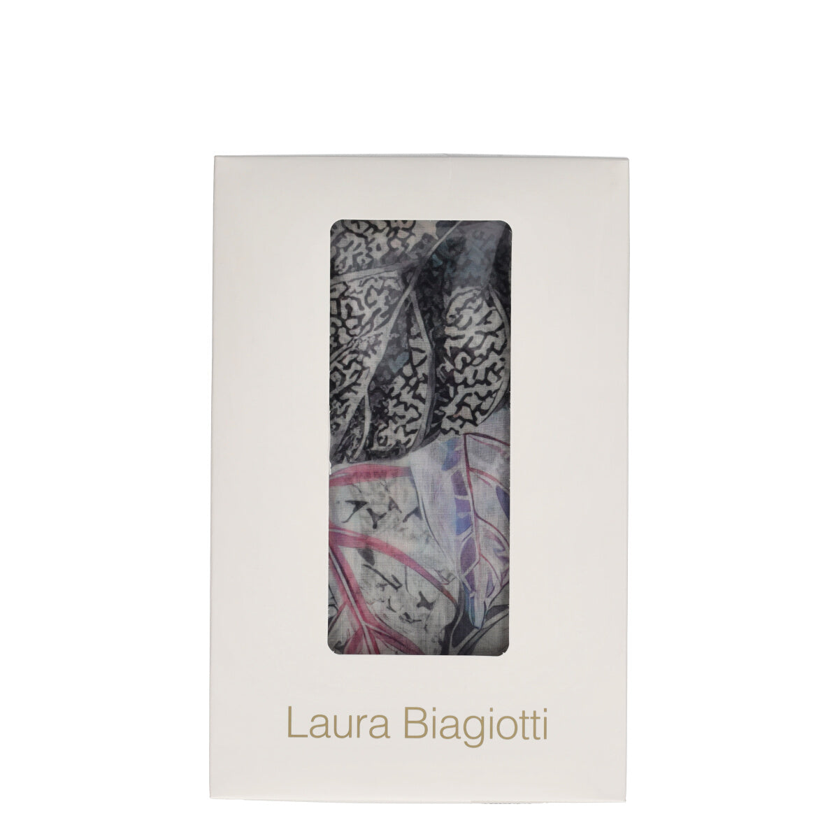 Pashmina Donna Grigia Foglie Voille