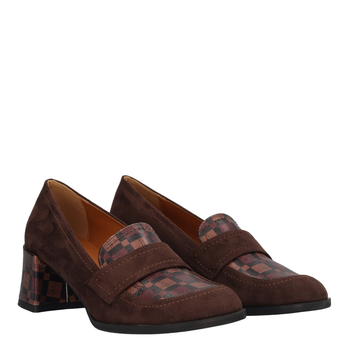 Mocassino con Tacco Donna Marroni
