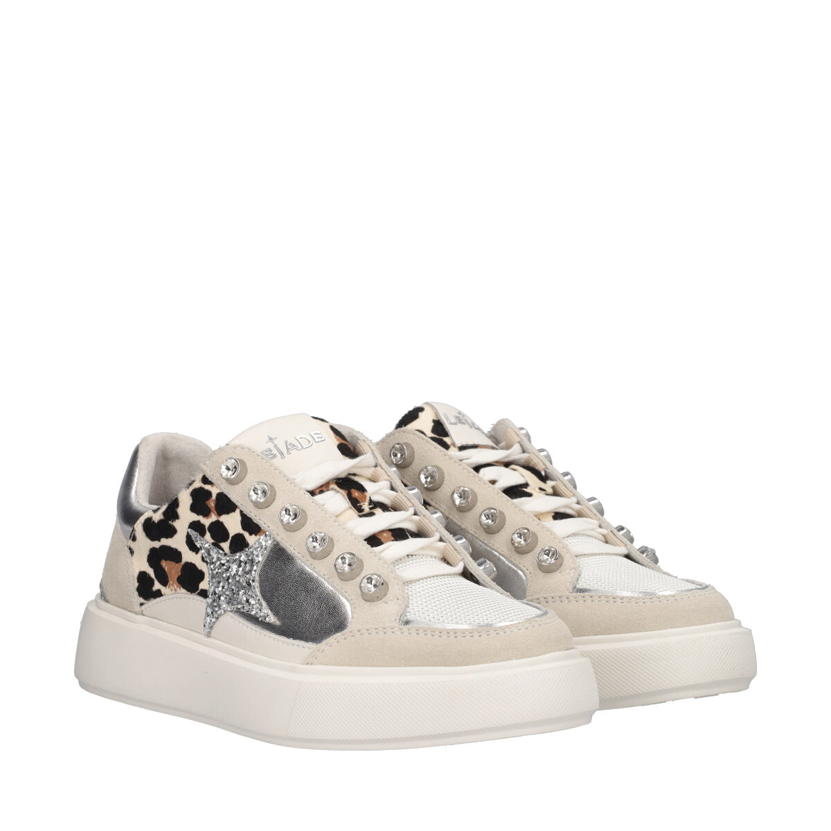 Sneakers Donna Bianche, Argento e Leopard