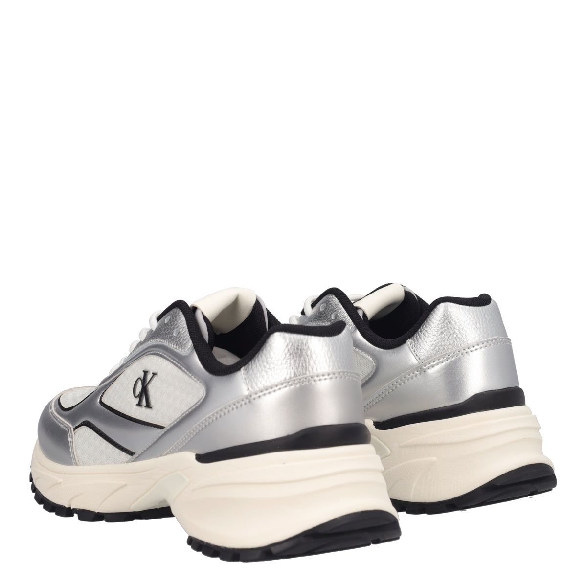 HIKE RUNNER LACE UP MESH MIX Sneakers Donna Bianche e Argento