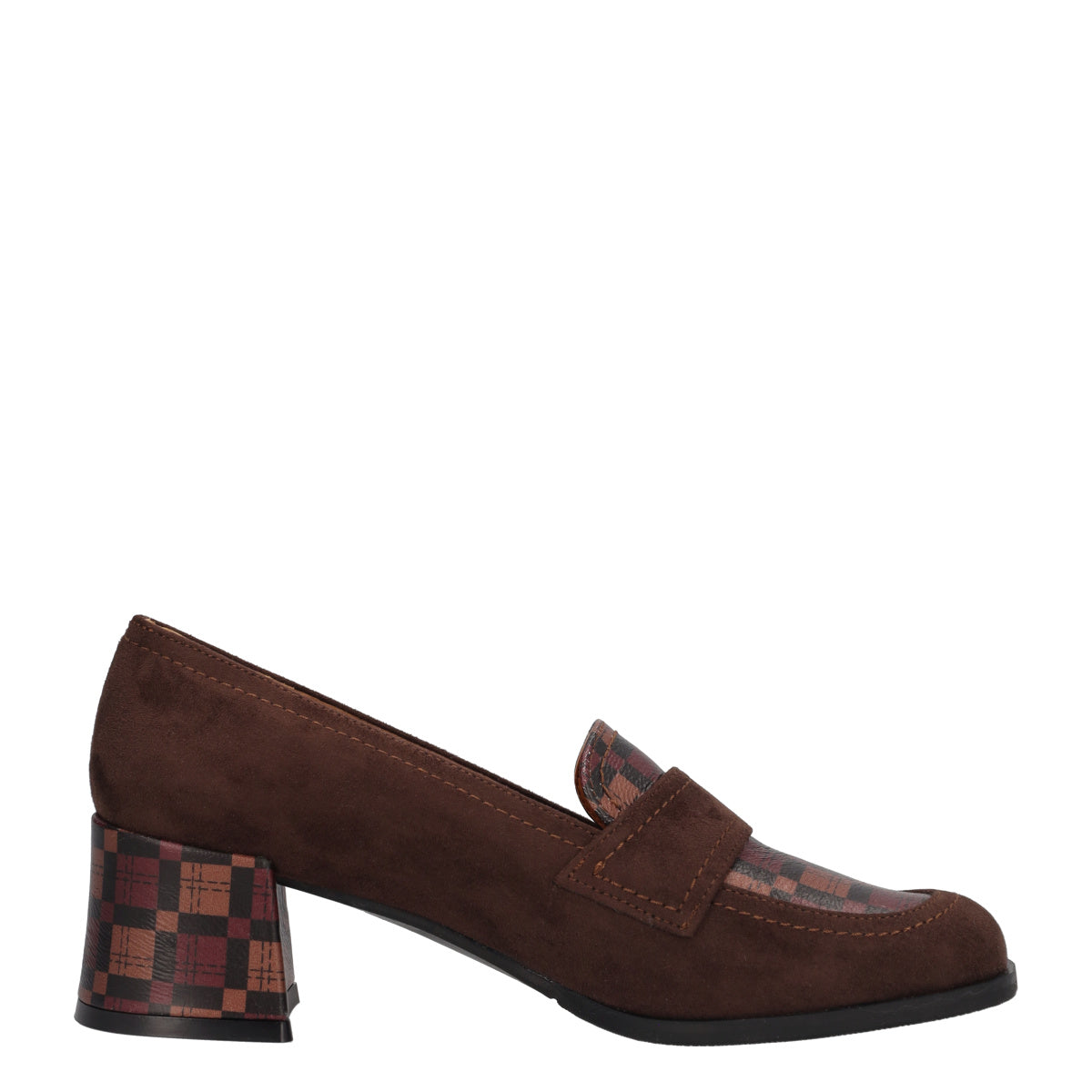 Mocassino con Tacco Donna Marroni