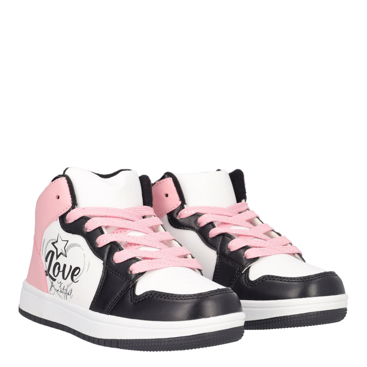 Sneakers Bambina Rosa, Bianche e Nere