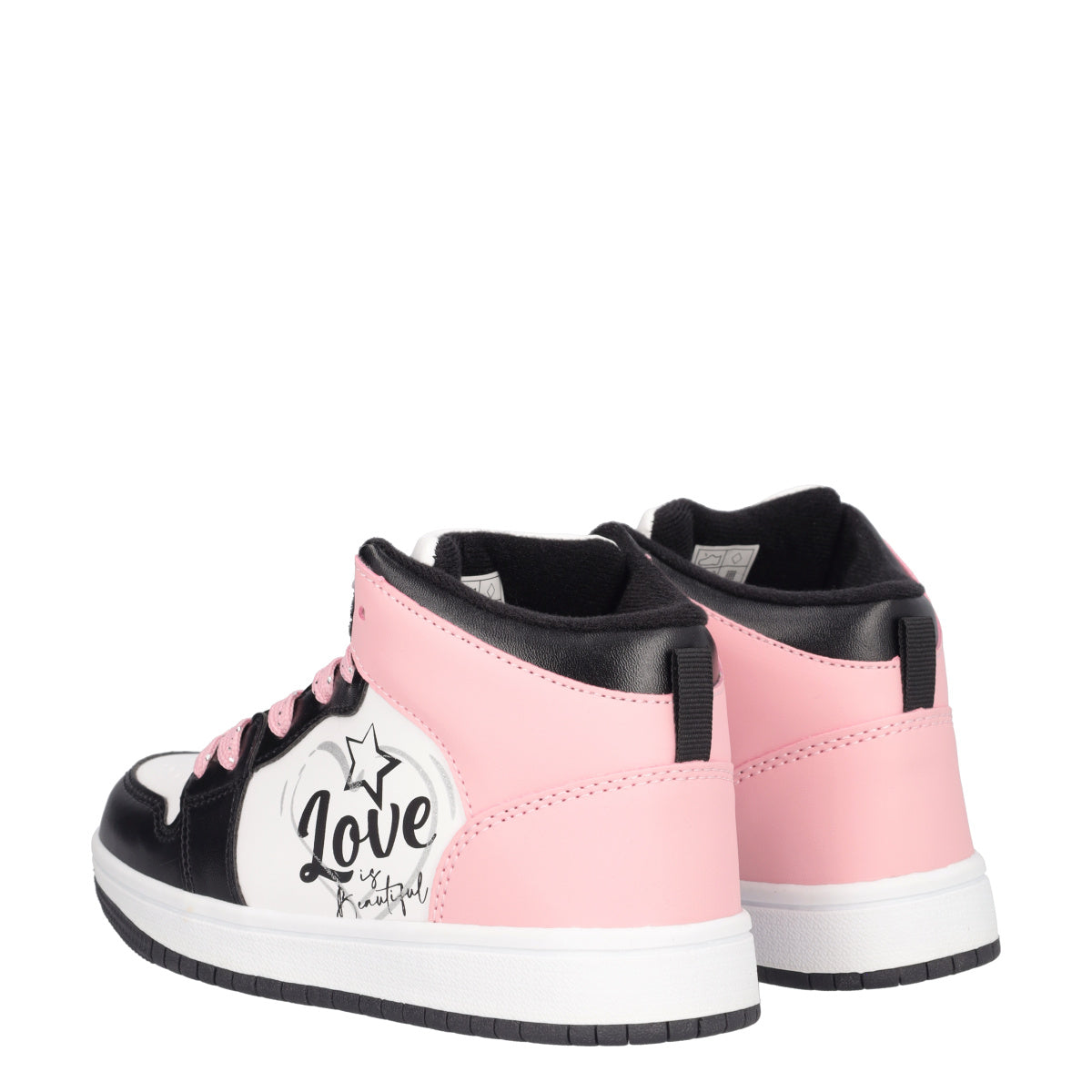 Sneakers Bambina Rosa, Bianche e Nere