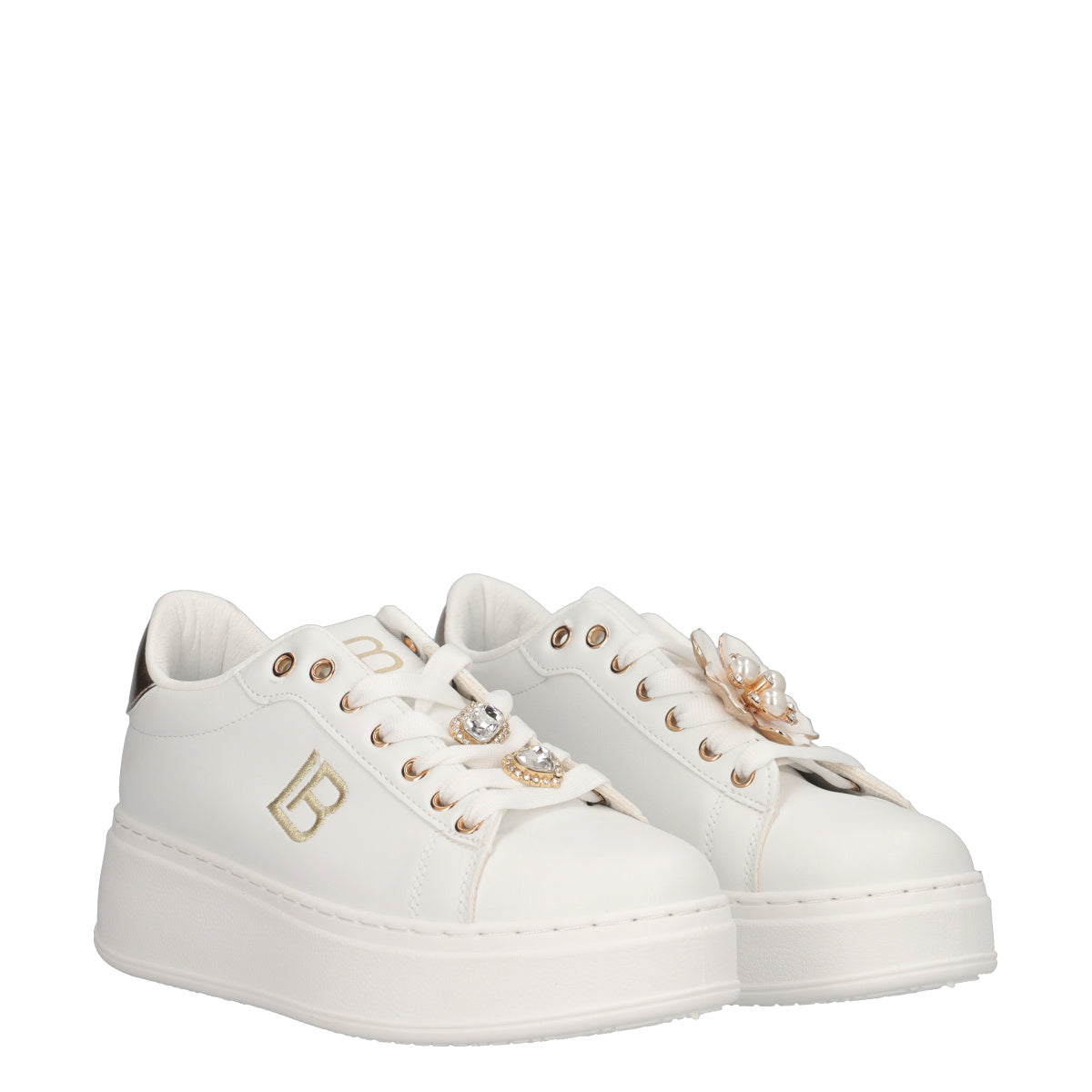 Sneakers Donna Bianche con Platform e Charms