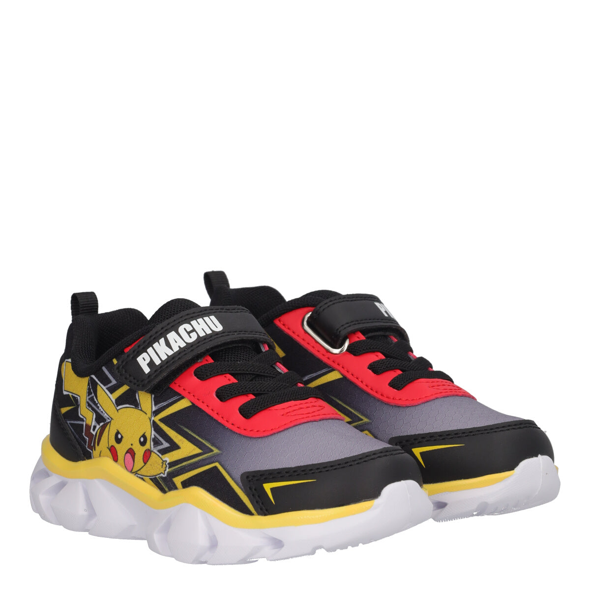 Sneakers Bambini Nere, Gialle e Rosse, Pokémon con Luci