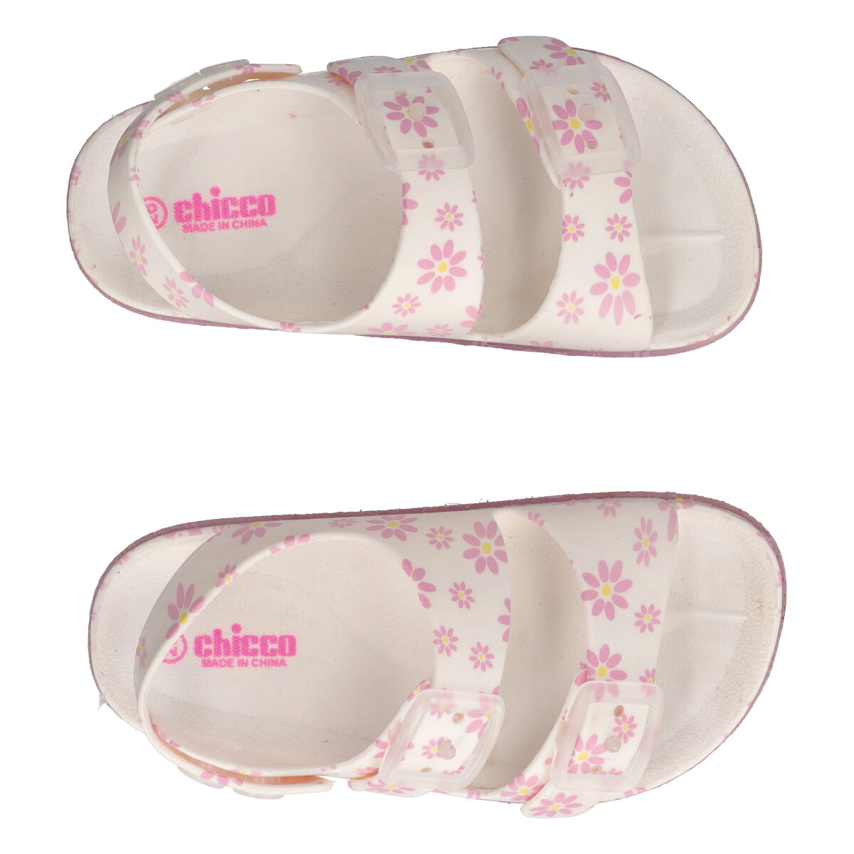 MAISON Ciabatte Bambina Bianche con Fiori Rosa