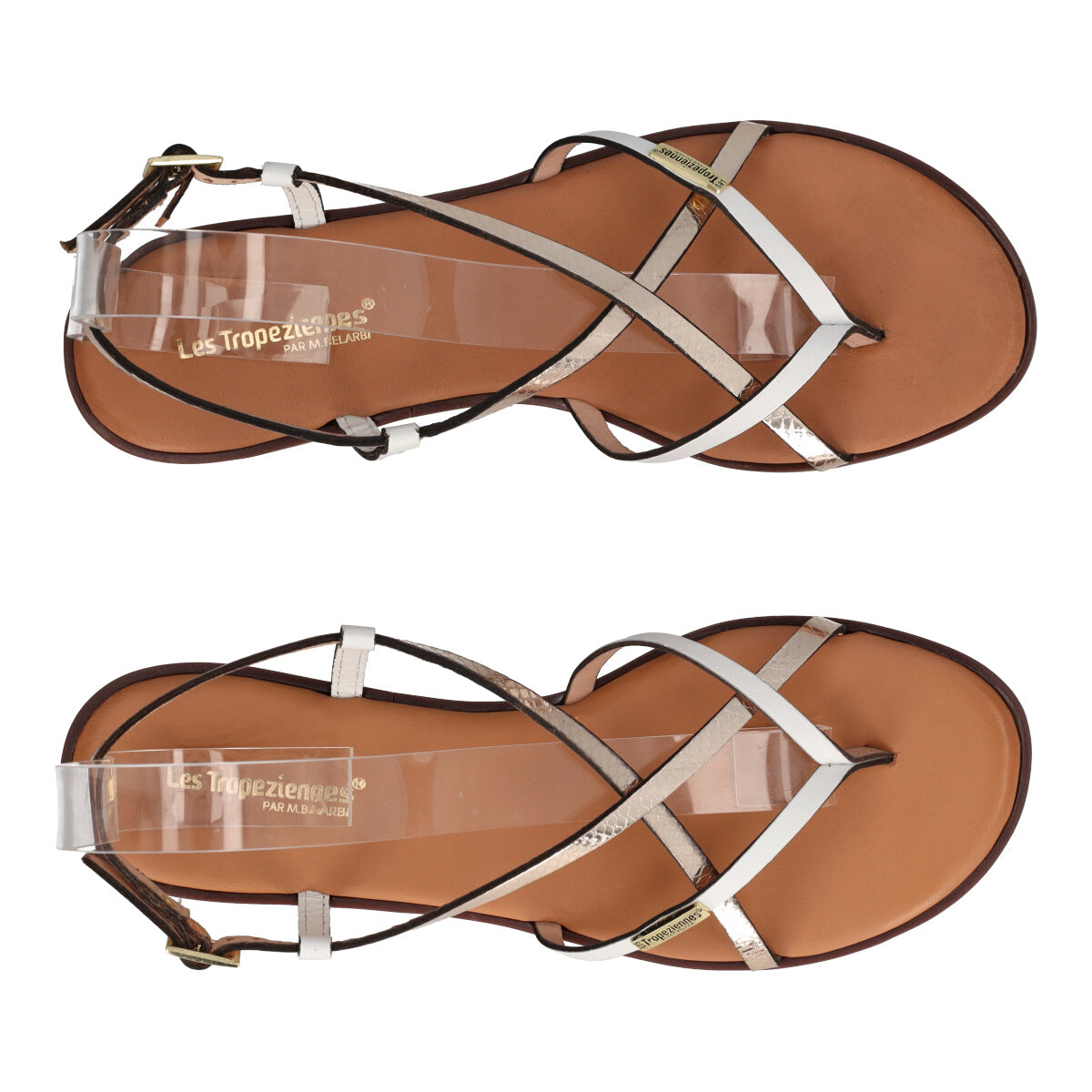 Sandali Infradito Donna Bianchi e Metallizzato