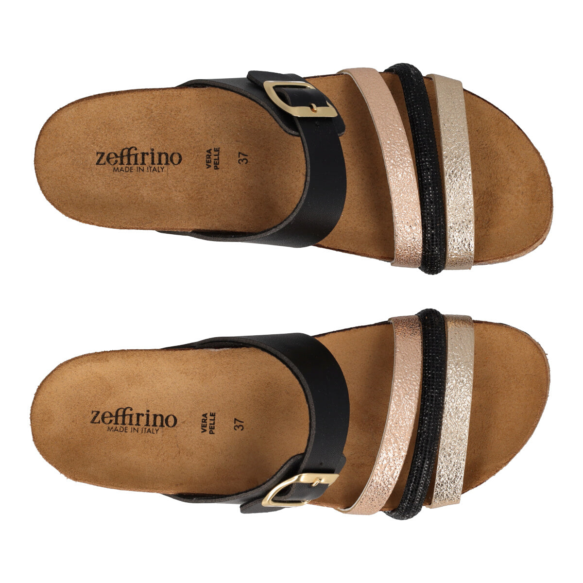 Ciabatte Donna Nere, Oro Rosa e Oro Giallo