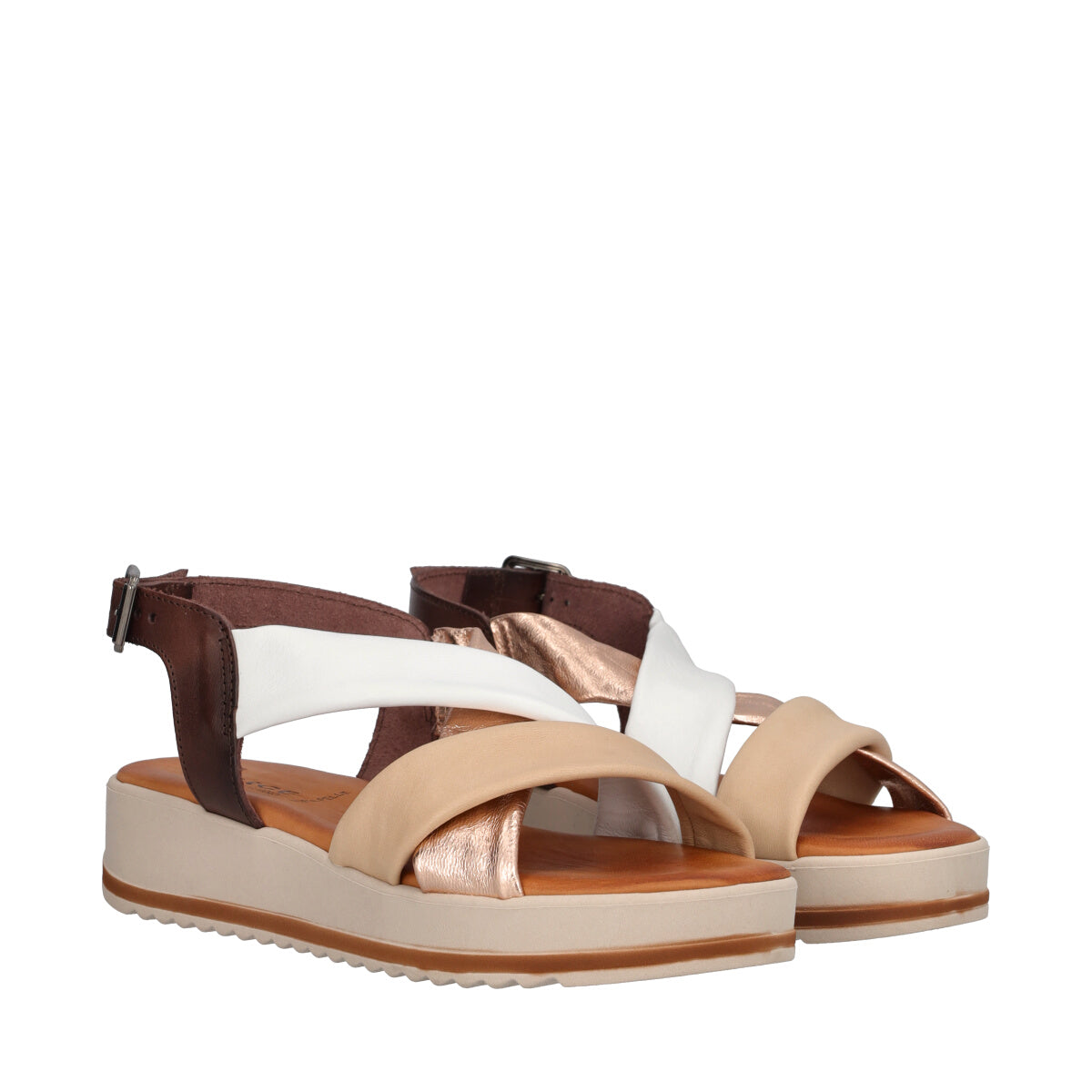Sandali Donna Sabbia, Bianchi Oro Rosa Metallizzato