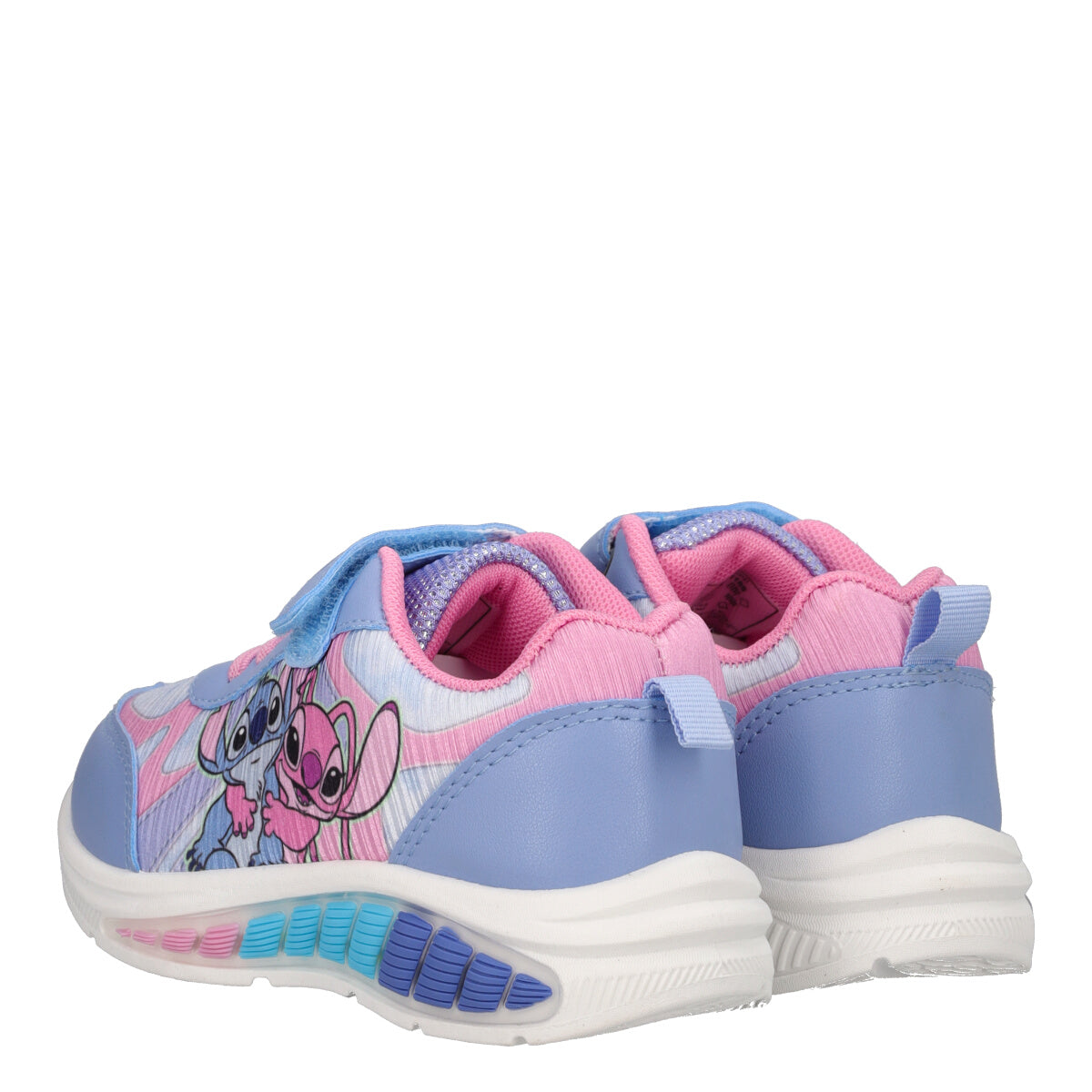 Sneakers Bambine Azzurre e Rosa Stitch con Luci