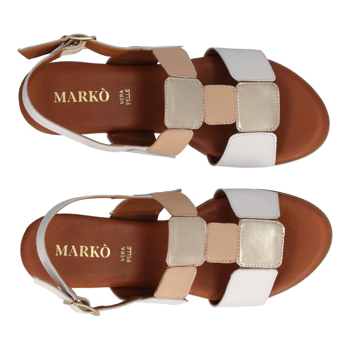 Sandali con Tacco Donna Bianchi, Oro e Beige