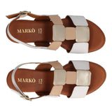 Sandali con Tacco Donna Bianchi, Oro e Beige
