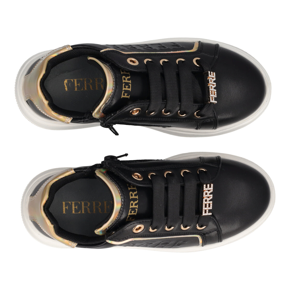 Sneakers Bambina Nere e Oro