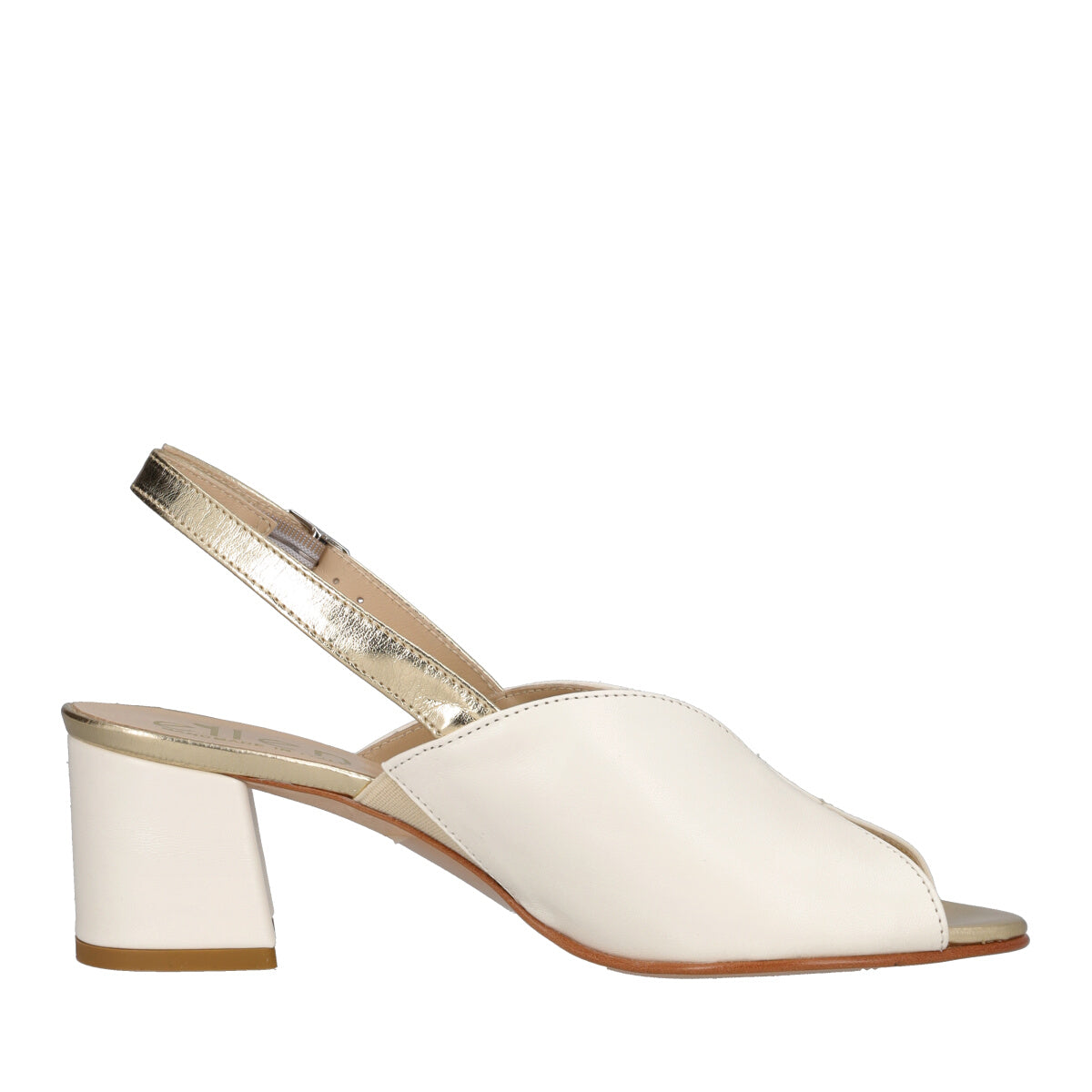Sandali Donna Platino e Burro in Pelle