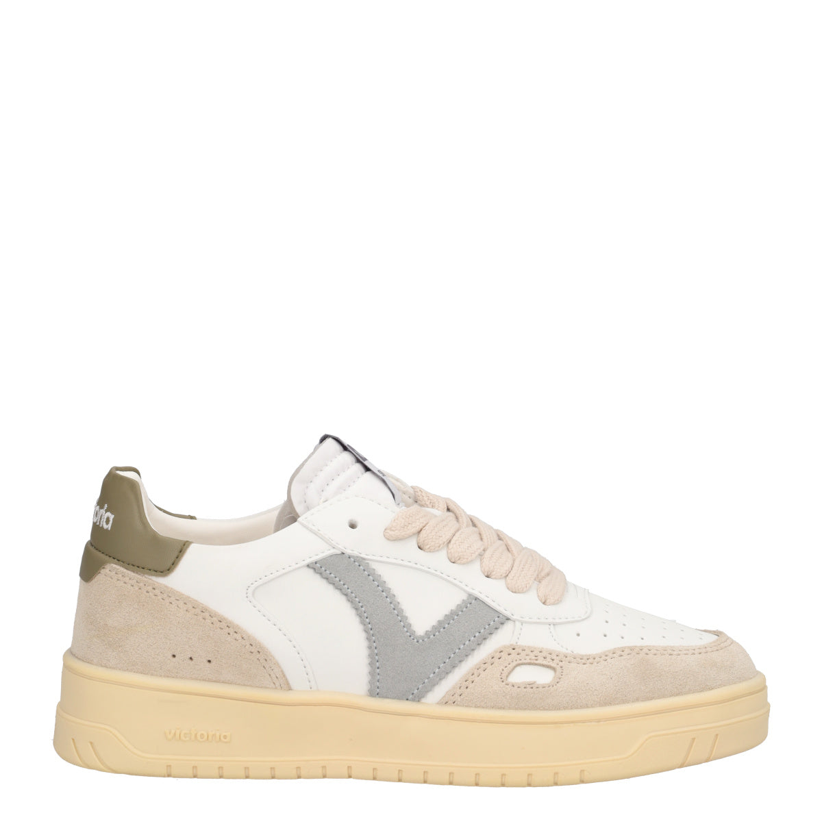 Sneakers Donna Beige, Verdi e Bianche