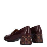 Mocassini con Tacco Donna Bordeaux