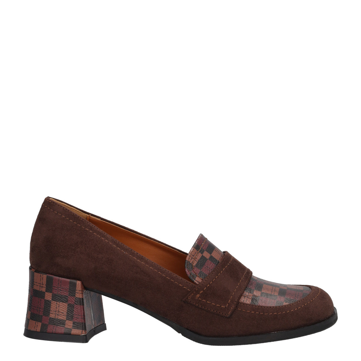 Mocassino con Tacco Donna Marroni