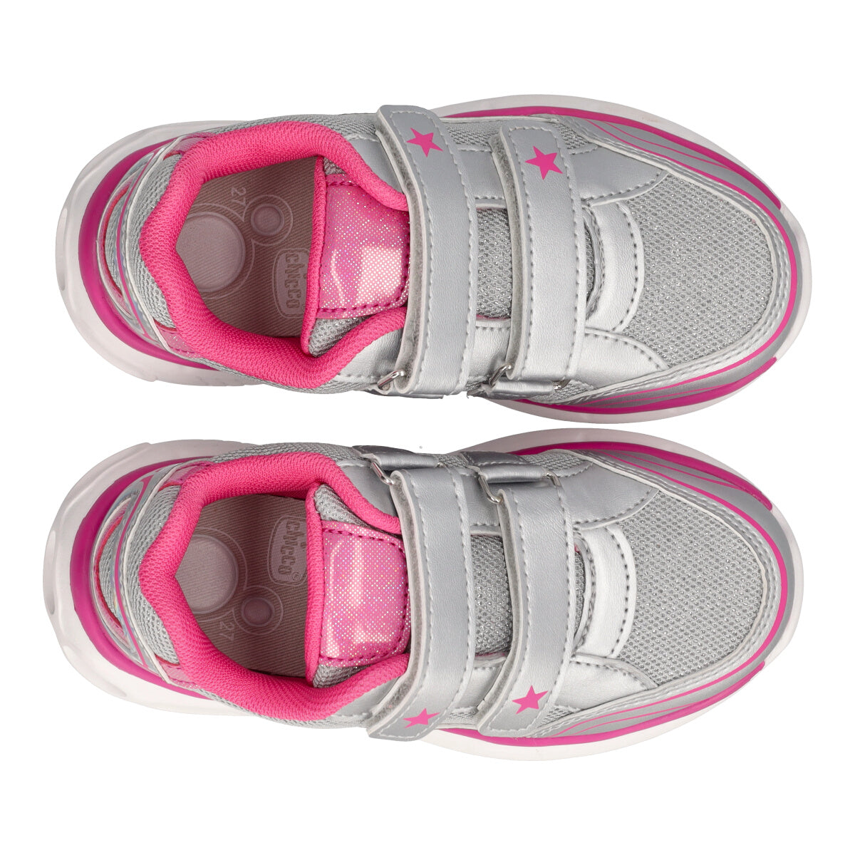 CHIMBERLY Sneakers Bambina Argento e Fuxia con Luci